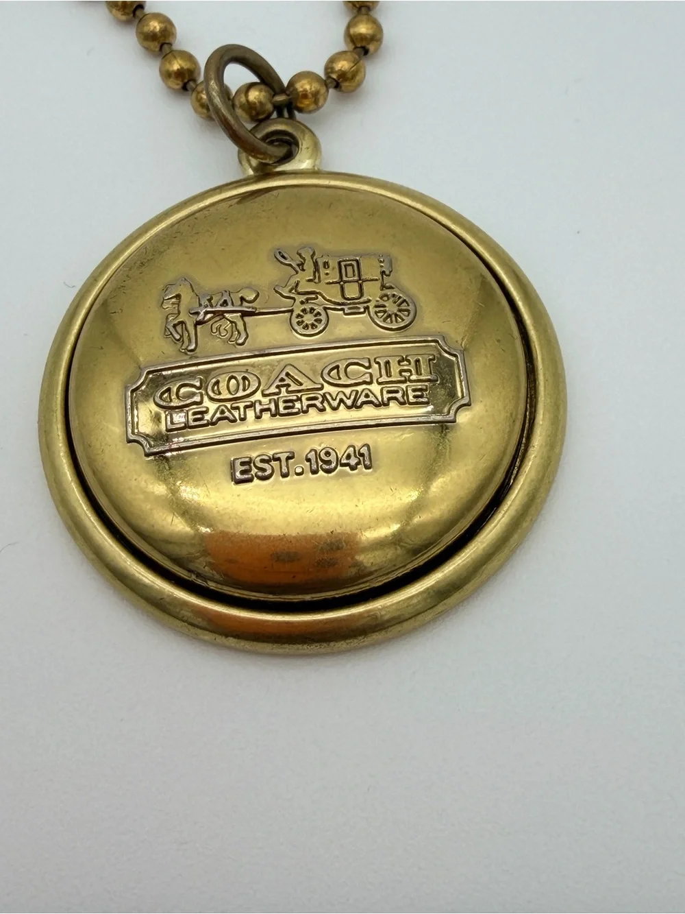 COACH Charm Medallion Brass Horse and Carriage Vintage 5” Nice Patina